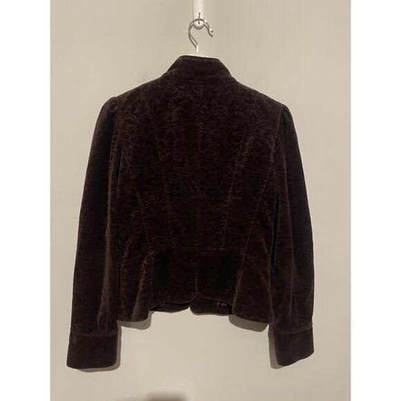 Ann Taylor Loft Petites 4 Burgundy Velvet Jacket Mandarin Collar Victorian - Picture 6 of 7